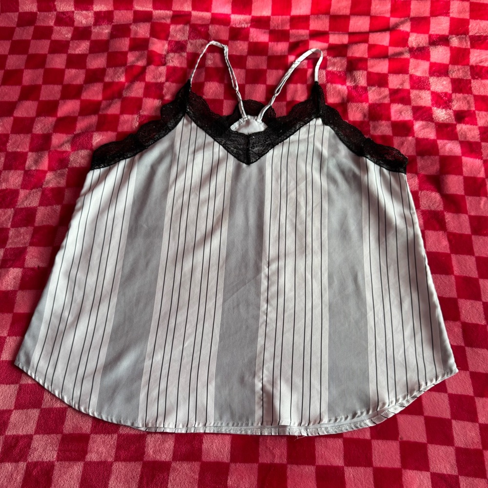 Black and white the striped lace blouse